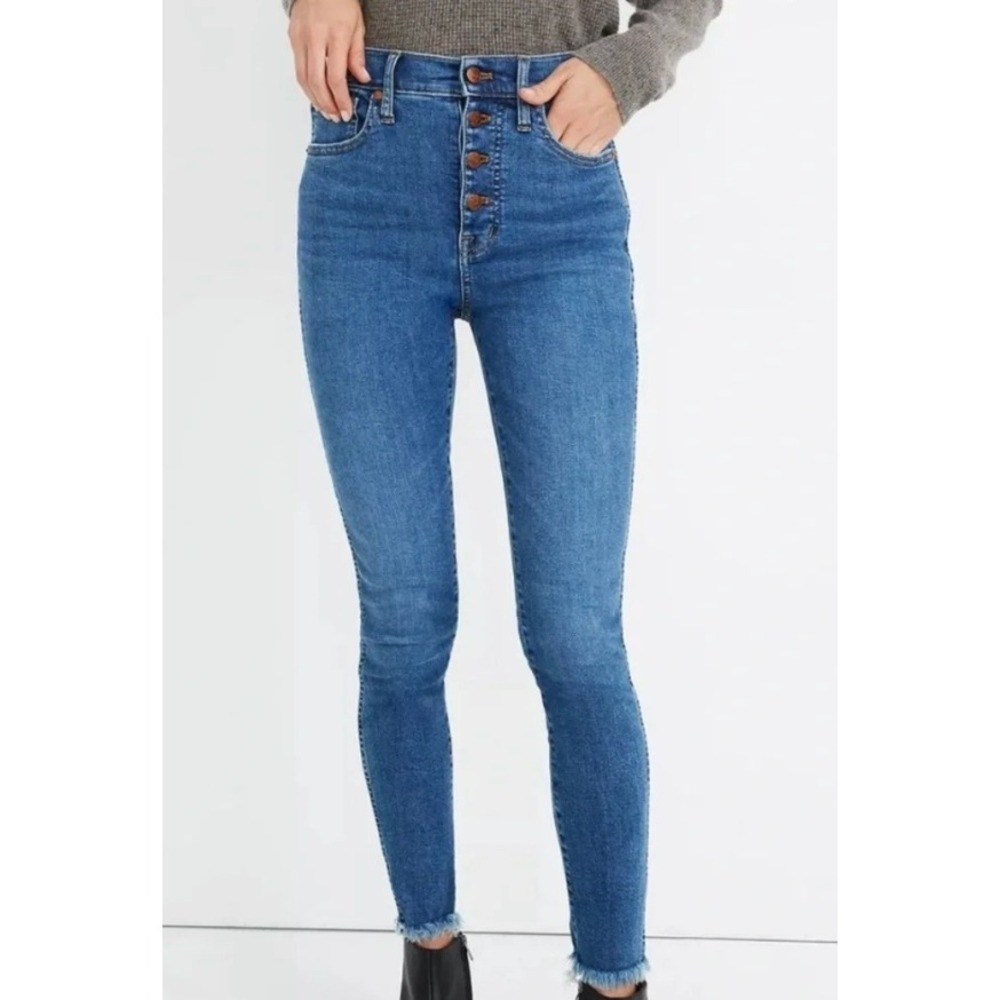 Madewell 10" High Rise‎ Skinny Jeans Blue Button Fly Raw Hem Size 27